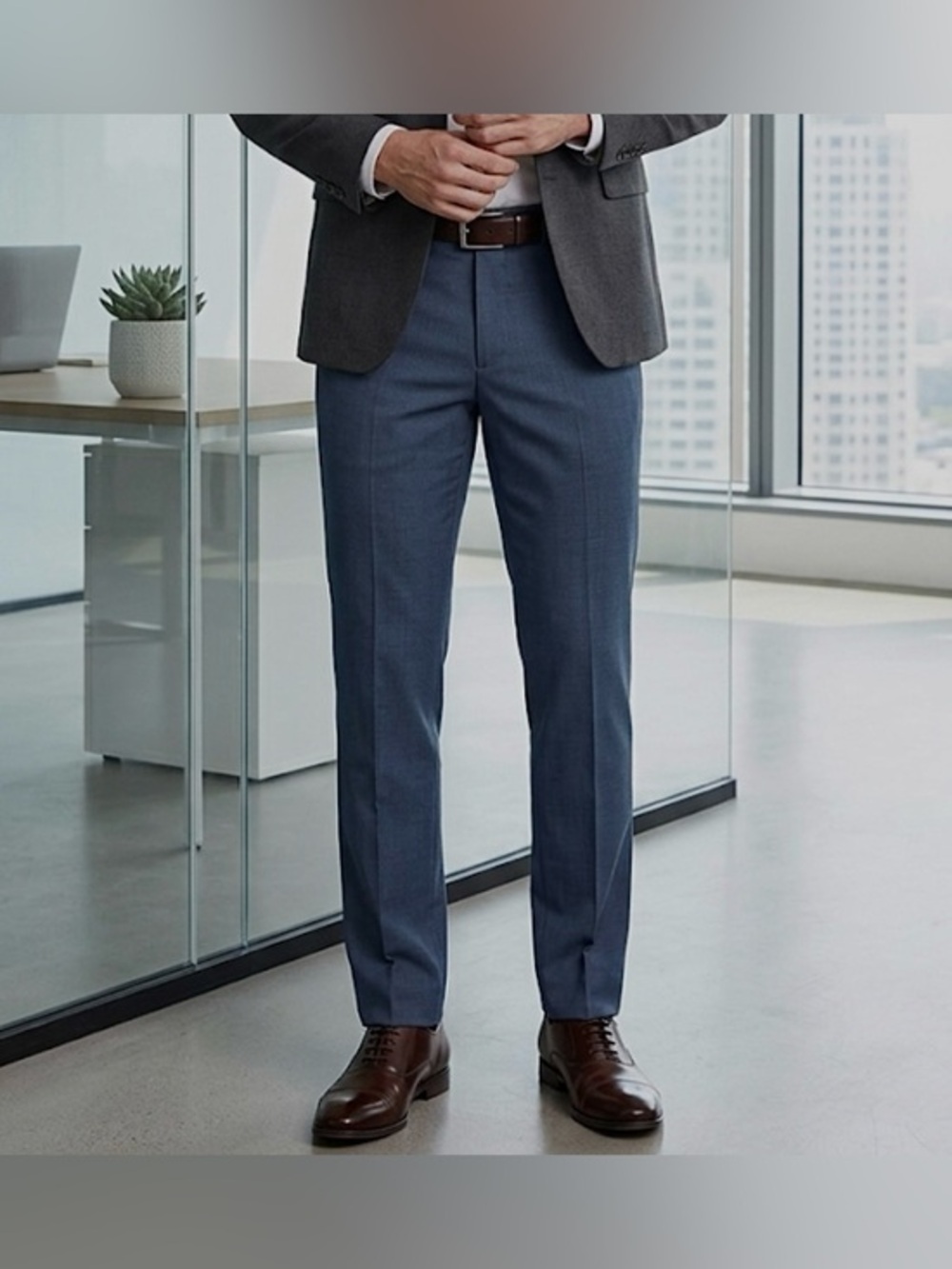 Haggar Men's Mid Night Blue Dress Pants with Straight Fit 32 X 30 NWOT